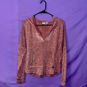 Roxy Red & Pink Hooded Long Sleeve